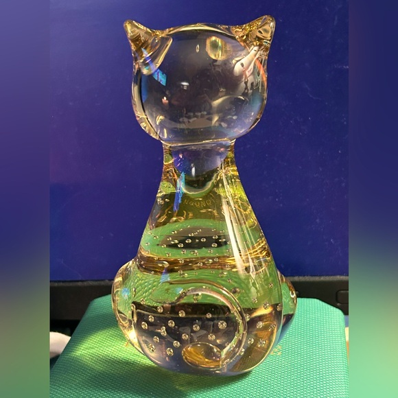 Other - Lovely translucent yellow glass cat paper weight/decoration. Unique.